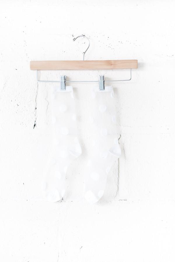 Polka Dot Sheer Socks-White