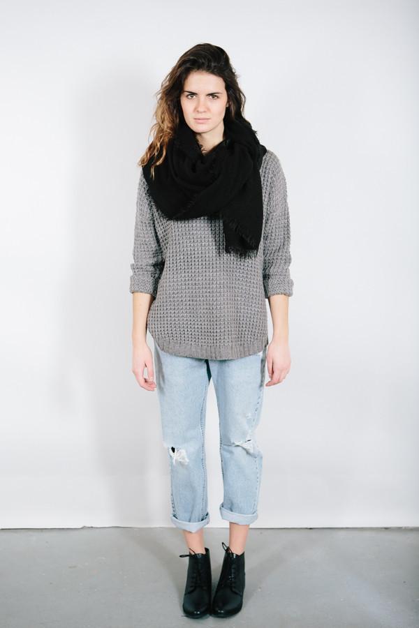 Black Raw Edge Scarf 