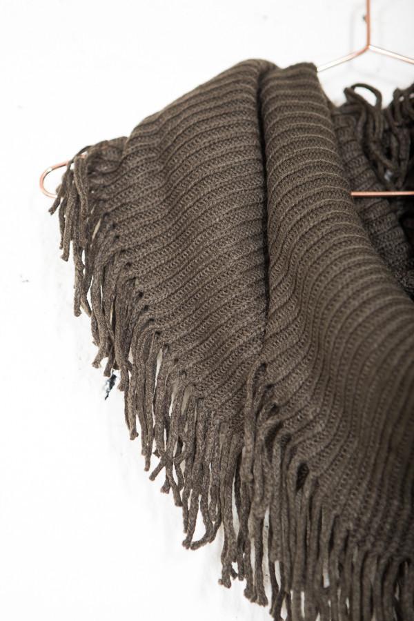 Olive Fringe Infinity Scarf