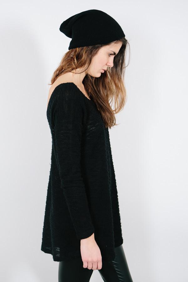 Black Long Slouchy Beanie