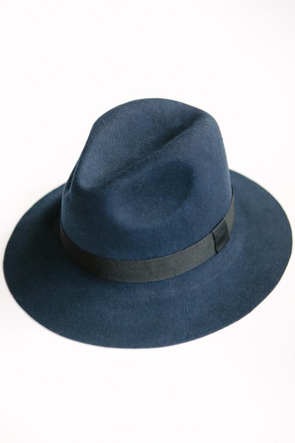 Navy Wool Fedora Hat