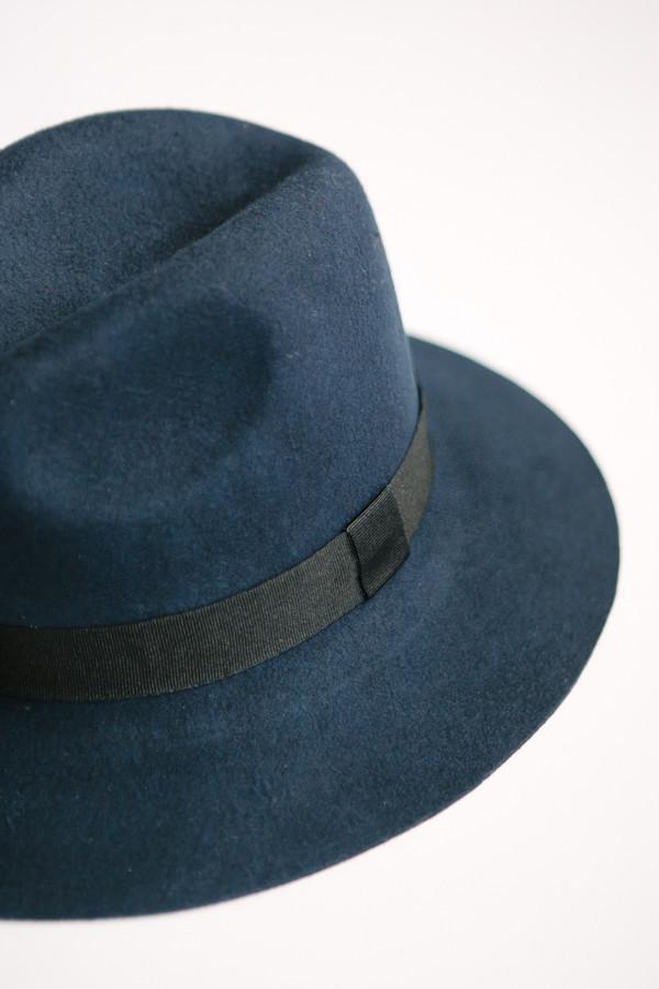 Navy Wool Fedora Hat
