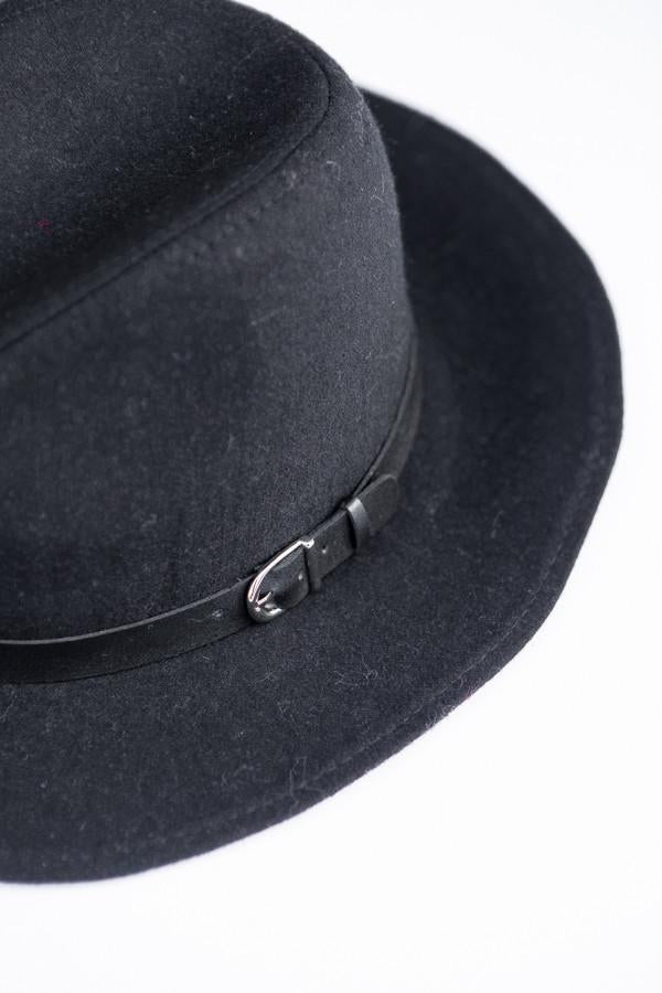 Black Wide Brim Buckle Hat