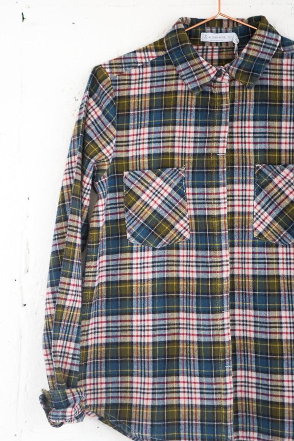 Alternative Apparel Flannel Yarn Dye Button Up Shirt 