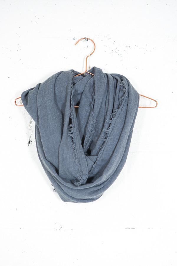 Grey Frayed Infinity Scarf