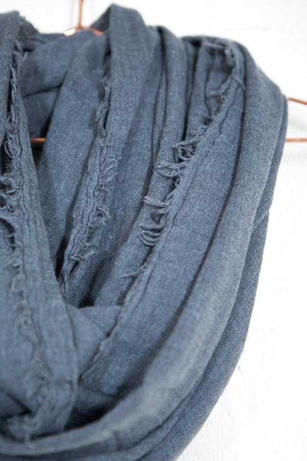 Grey Frayed Infinity Scarf