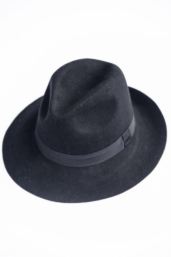 Black Wool Floppy Fedora Hat